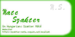 mate szakter business card
